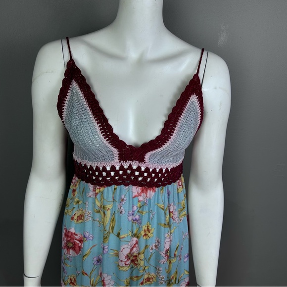 Miss June dress size small maxi crochet halter floral cottagecore beach boho - Picture 4 of 15